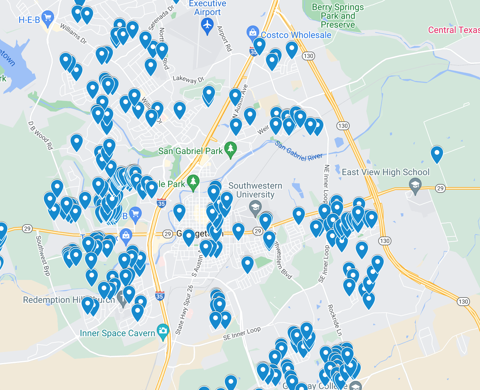 Map of addresses with flag fundraiser service